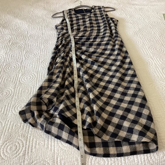 James Perse “Spiral” wool & linen blend ruched dress In navy/linen size S - Picture 9 of 16